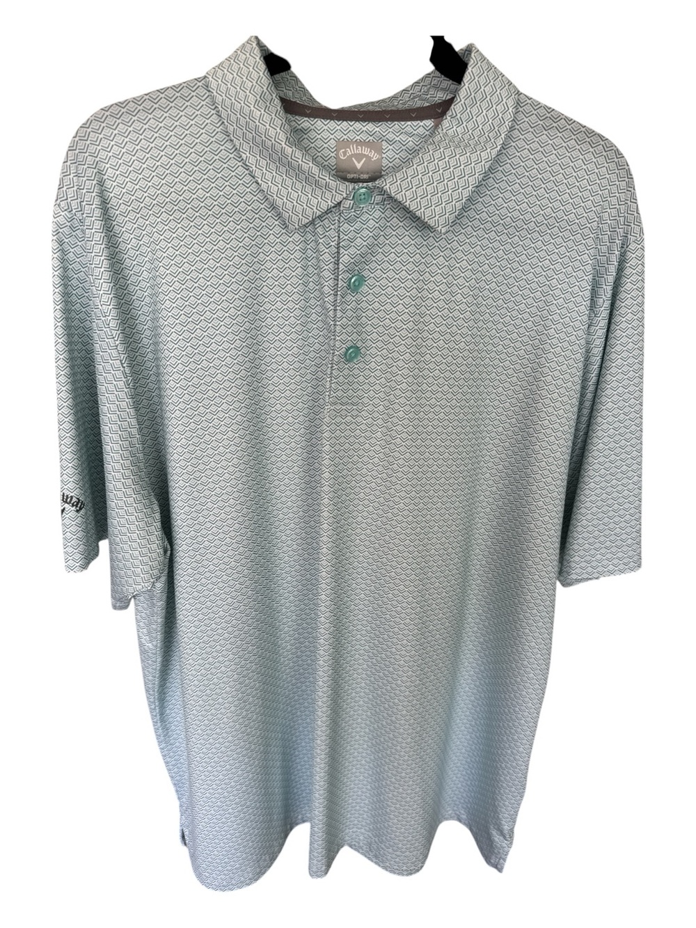 Callaway Light Blue Geo Pattern Performance Polo